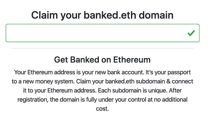 Claim your banked.eth domain